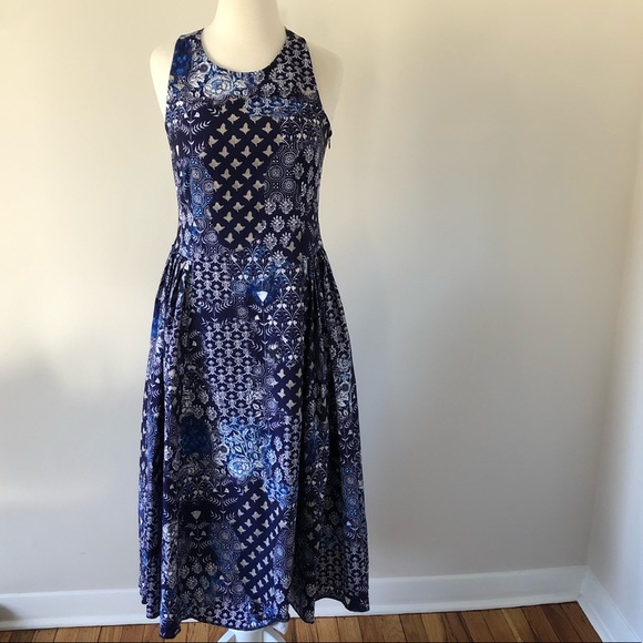Anthropologie Dresses & Skirts - Anthropologie Payal Jain MIDI Dress Batik Blue 6